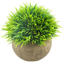 Plandaí Beaga Saorga, Féar Glas Bréige Plaisteach, Toir Topiary Glasraí Bréige le Potaí Liatha le haghaidh Maisiúcháin Seomra Folctha, Oifige