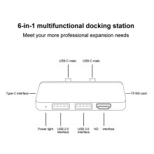 Type-C Dock Splitter Laptop PD Charger Type-C USB Hub Adapter 4K -Compatible High Speed for Surface Pro 8