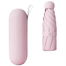 1 Ombrello Anti-UV per Giornate di Sole e Pioggia, Portatile con Rivestimento UV e 6 Stecche Rinforzate, Rosa