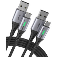 Cábla USB C, [Pacáiste 26.6 troigh] Cábla USB Cineál C 3.1A QC3.0 Muirearú Tapa, Corda Sonraí USB-C Braidithe Níolóin Fón