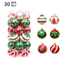 30 Stück 6 cm große Kunststoff-Weihnachtskugeln als Christbaumschmuck