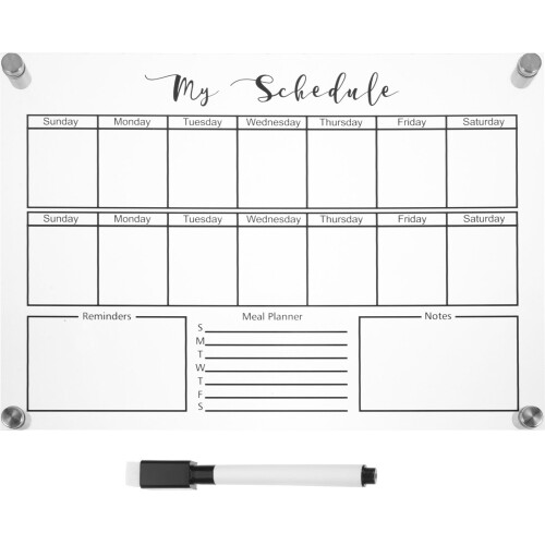 Mini-Acryl-Whiteboard-Kalendertafel mit Marker – 29,7 x 21 cm