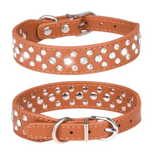 Collier pour chien Kiibsot orné de strass, en cuir PU et cristaux, pour chien, chat ou chiot (1 pièce).