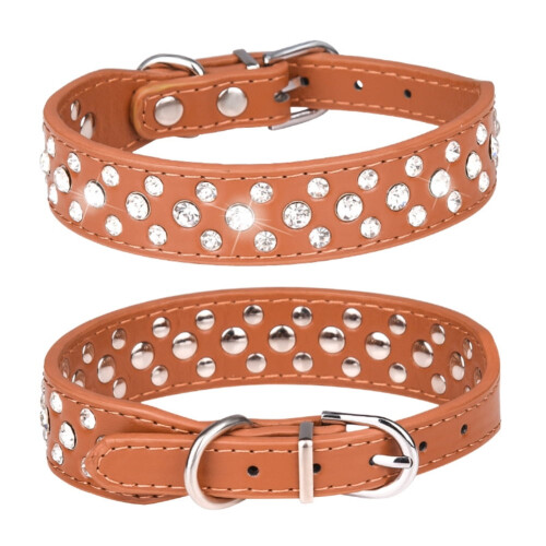 Κολάρο για σκύλους Kiibsot με στρας, Bling Rhinestone από δέρμα PU Crystal Diamond για κατοικίδια,