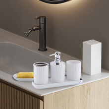 Quinlirra - Offre spéciale Pâques : Coffret 5 accessoires de salle de bain comprenant distributeur de savon, porte-brosse à dents, gobelet et