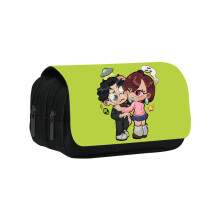 (Style 2) Dandadan Compartment Dual Pen Case With Durable Nylon For School Office Use And