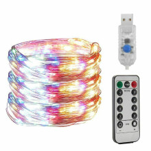 ZOELNIC50LED 16ft miedziane lampki choinkowe z wtyczką USB, wodoodporne, 8 trybów zdalnego sterowania, wielokolorowe lampki choinkowe, dekoracja