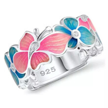 Bague RSAMD en cuivre, papillon et topaze blanche pour femme, bijou idéal pour un mariage, tailles 5-10-5