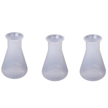 Lot de 3 flacons Erlenmeyer transparents en plastique pour laboratoire chimique - 250 ml