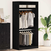 vidaXL Wardrobe with Shelf Black Oak 100 x 50 x 200 cm Engineered Wood
