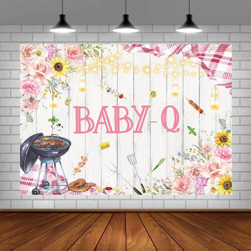 Φόντο για baby shower με μπάρμπεκιου για αγόρια, μπλε φόντο φωτογραφίας Baby-Q, ρουστίκ 2