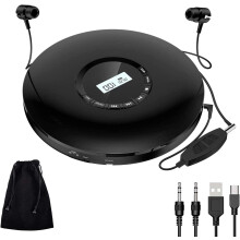 Prenosný CD prehrávač, nabíjateľný prenosný CD prehrávač do auta, 1400 mAh, CD Walkman, protišmykový, nárazuvzdorný, osobný CD