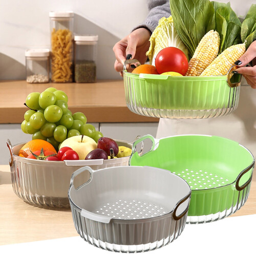 Jacenvly Fall Home Decor, Διπλό Καλάθι Αποστράγγισης για Νιπτήρα Λαχανικών, Πηχτό Πιάτο με