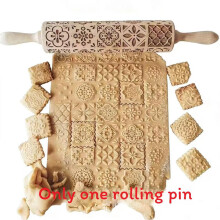 (StyleB)Rouleau à pâtisserie moderne en bois avec fenêtre de Noël motif fleur pour chefs pâtisserie