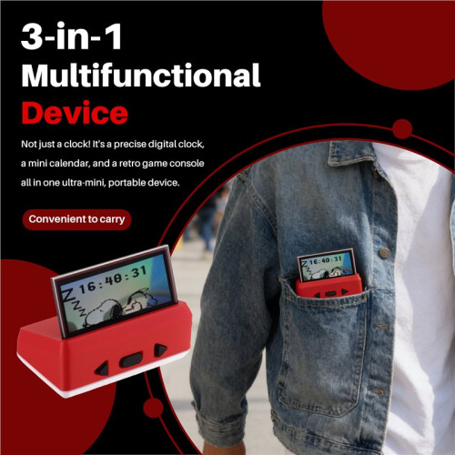 Ultra- Transparent Clock, Calendar & Retro Game Console, 3in1 Multi-Function E-Paper Desktop Gadget 2