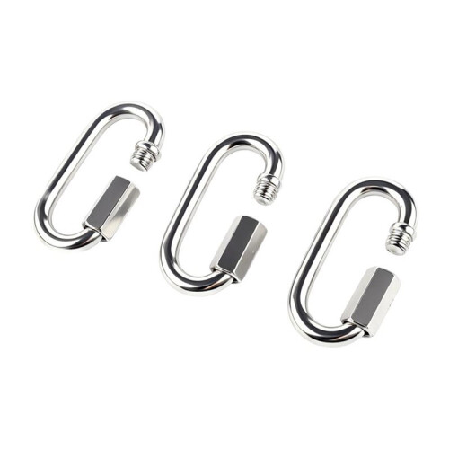 Pacote com 6 Elos Rápidos de Corrente de Aço Inoxidável de 3 Polegadas - Conector de Corrente M8 em Aço Inoxidável 304 1