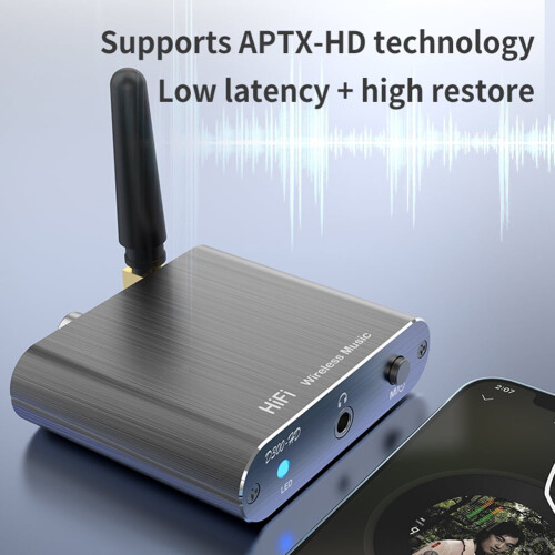 jixopn Προσαρμογέας Δέκτη HIFI AptX-HD Προσαρμογέας Δέκτη-Πομπού με Έξοδο Aux 2