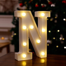 Svetelná nápis Honeeladyy LED s písmenami – 6,3" N, napájaná batériou, na Vianoce, svadby, narodeniny, do domácnosti, do baru –