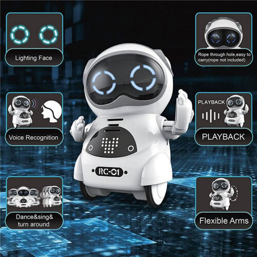 2X  RC Pocket Robot for Kids with Interactive Dialogue Conversation, Voice Recognition, Chat Record, Singing