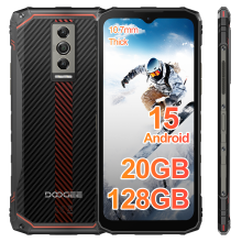 (RED) DOOGEE Blade10 4G Slim Rugged Phone, 20GB RAM+128GB ROM, 6.56" 90Hz, 5150mAh, 16MP Camera, NFC, Face Unlock, IP68, Android 15