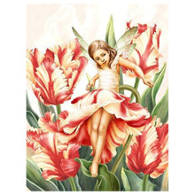 Pintura de Diamante CíRculo Completo Kit de Diamantes Strass Foto Arte Artesanato DecoraçãO de Porta de Casa (Menina Tulipa)