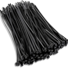 Bridas para cables de 8" (1000 unidades), resistencia de 45 libras, nailon negro resistente a los rayos UV, para uso interior/exterior.