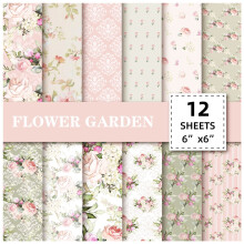 Chicmine12 peças de papel vintage para scrapbook com estampa floral elegante, ideal para trabalhos manuais.