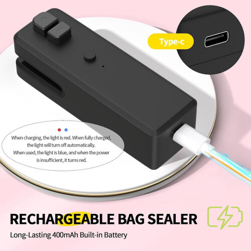 Σφραγιστικό σακουλών, Θερμοκολλητικό 3in1Mini Bag Sealer με κόπτη και μαγνήτη, 2