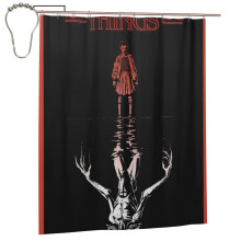 Stranger Things duschdraperiset 66x72 tum med krokar, vattentät polyester, maskintvättbar, lättskött badrumsdekoration