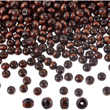 500 Stück runde Holzperlen, 6 mm, kokosnussbraun, glatte Kugelperlen, lose Abstandshalter, europäische Holzperlen, lose Perlen für