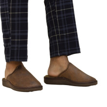 (6 UK, Brown) Lazy Dogz Mens Glen II Faux Leather Slip-on Slippers