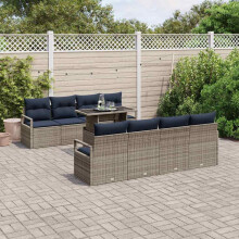 vidaXL Gartensofa-set 9 Stk. 6-Sitzanzahl Grau und Marineblau