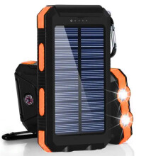 Fast Charging 20000 mAh Solar Power Bank with Dual USB Ports & Flashlights