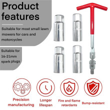 Socket Wrench, T-Handle with Two 16mm (5/8 Inch) and Two 21 (13/16 Inch) Wrench