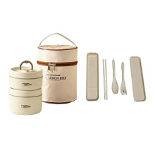 Ensemble de Boîtes à Lunch Isothermes à 2 Niveaux, Boîte Bento Empilable en Acier Inoxydable avec Sac à Lunch Isotherme