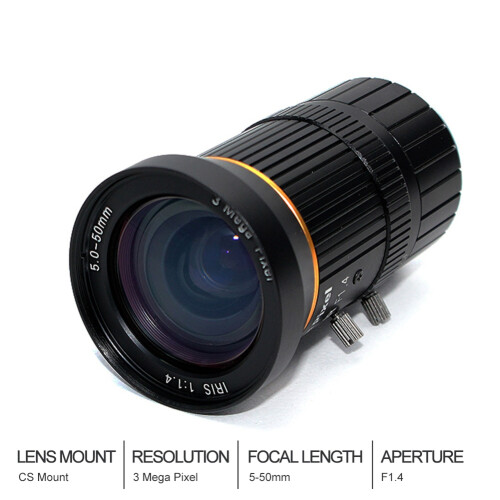 Lente Zoom C-Mount de 1 / 2,5 Polegadas 3MP 5-50Mm para Câmera IMX477 Raspberry Pi HQ, com Adaptador C-CS 2