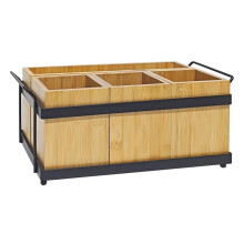 Soporte de Madera para Cubiertos, Organizador de Almacenamiento de Cubiertos, Dispensador de Platos de Papel, Soporte para Cubiertos para Fiestas,
