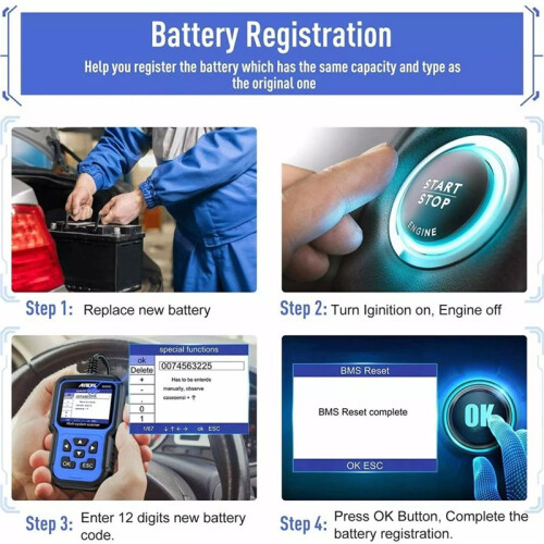 ANCEL BM500 OBD2 Scanner Car All Systems Diagnostic Tool Battery Registration Oil EPB Brake Reset Code Reader