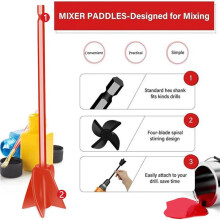 4 X Epoxid-Mischstab, RüHrstab, Kitt, Zement, Farbmischer, Aufsatz mit Bohrfutter für ÖLfarbe (Weiß)