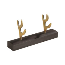 Porte-Stylo en Bois Massif, Rangement en Métal avec Corne de Cerf, Ornement de Bureau en Bois, Présentoir pour Stylos D'Étudiant A