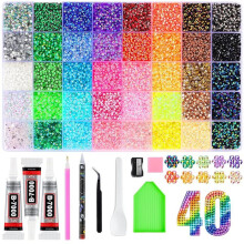 40 Colors 3MM Bedazzling Kit 32000Pcs Resin Jelly Rhinestones for Nails Art Crafting Book Makeup DIY Crafts