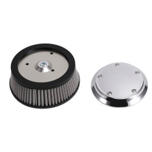 Chrome Air Cleaner Cover & 3-Hole & Gray Filter Element for Dyna Softail Touring