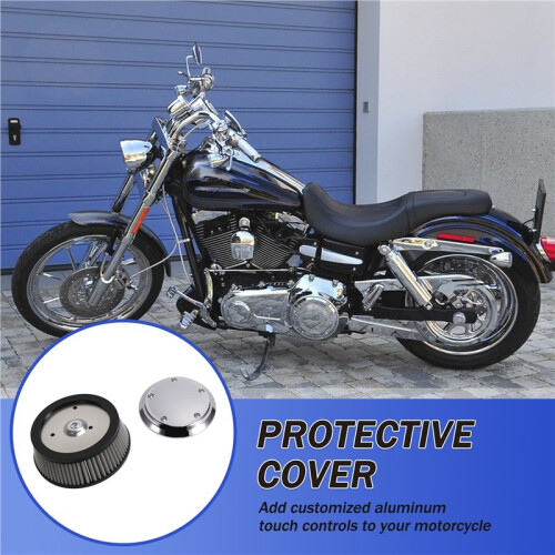 Chrome Air Cleaner Cover & 3-Hole & Gray Filter Element for  Dyna Softail Touring 1