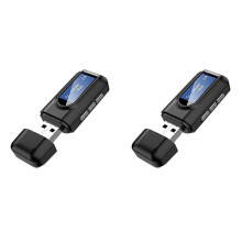 2X 5.0 Transmitter Receiver for TV 2 in 1 USB Wireless Audio Adapter with LCD Display for Car Audio TV PC