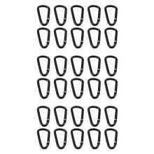 30 Pcs Black D Shaped Aluminum Alloy Carabiner Hook Keychain