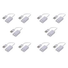 10pcs 3.5mm Microphone Earphone Socket USB 2.0 Sound Card Speaker Audio Adapter White