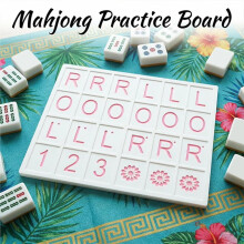 Draagbaar Mahjong-Bord met Tegels, Oefenbord voor Mahjong, Ideaal voor op Reis, Bij Het Zwembad, Feestjes, Familie, Beginners, Verjaardagen en