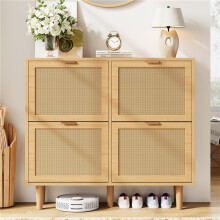 (Light Oak, Particle Board) Light Oak Shoe Storage Cabinet, 100x25x90cm