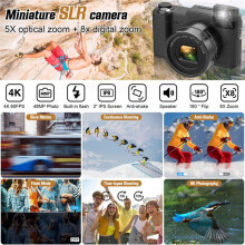 4K 48MP Camera Fotocamera met 5x Optische Zoom en 8x Digitale Zoom, Autofocus Compactcamera