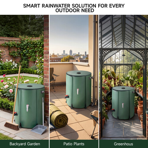 Living And Home 250L Collapsible Rain Barrel with Filter 2